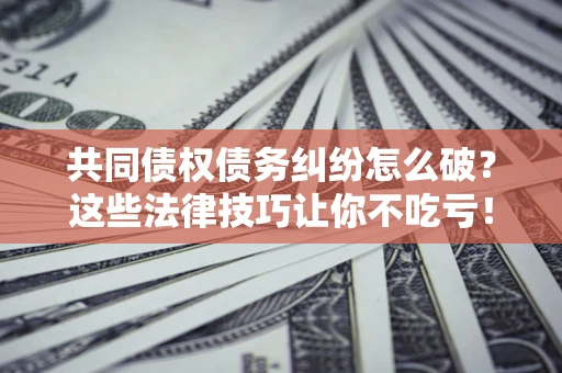 武汉共同债权债务纠纷怎么破？这些法律技巧让你不吃亏！